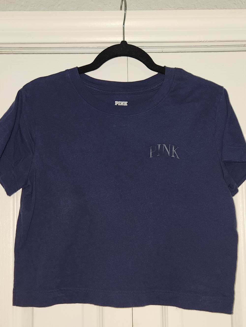 PINK Victoria's Secret Navy Short Sleeve Crop Tee